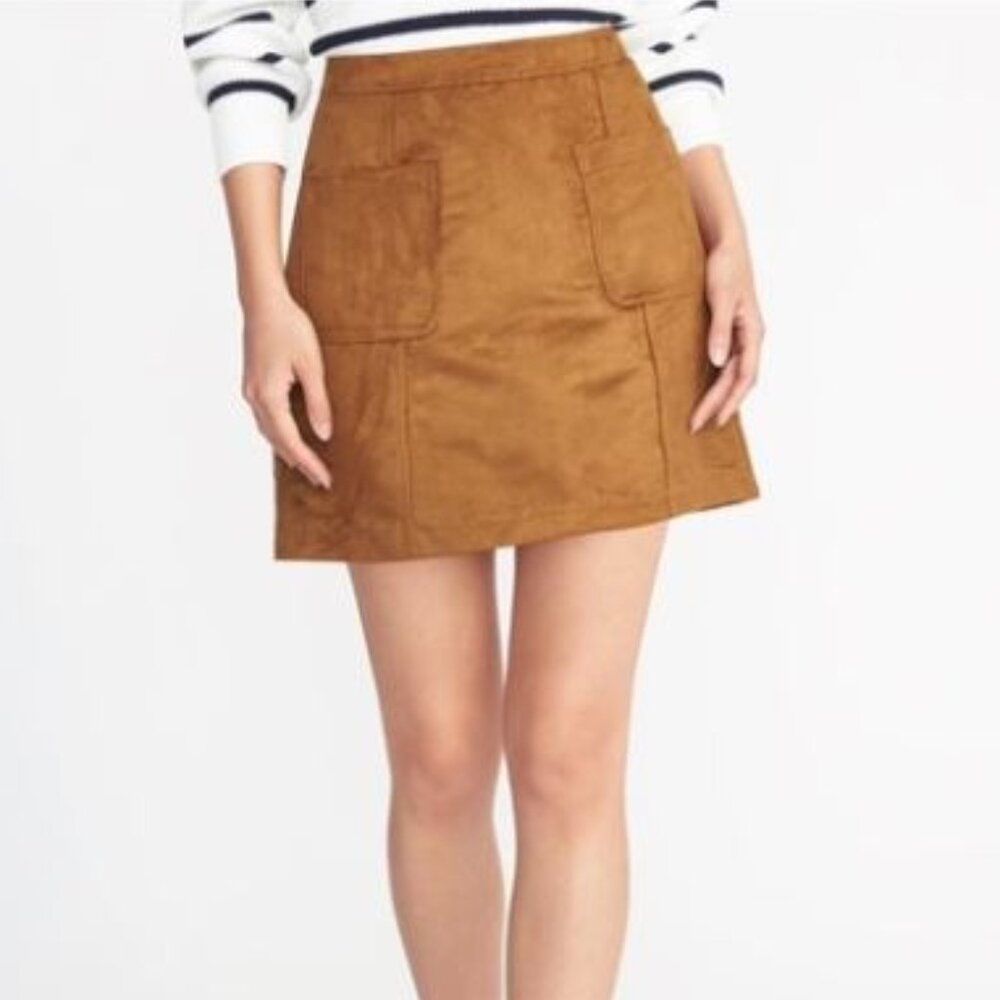 NWT Old Navy Faux Suede Utility A-Line Mini Skirt - Size 0.